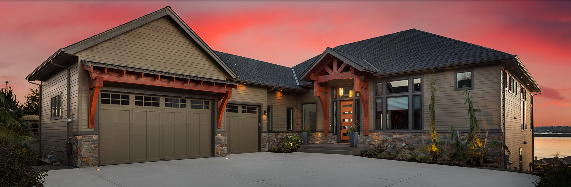 slider Modern house with secure siding